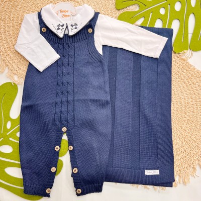  Saída de Maternidade Sam - Azul Marinho Gola Aviaõzinho